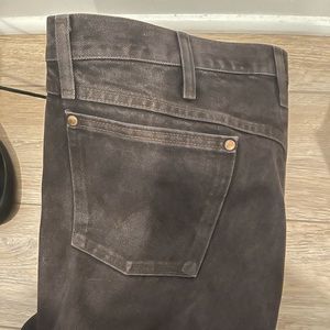 Men’s dark brown wrangler denim jeans 38x34